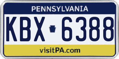 PA license plate KBX6388