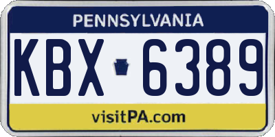 PA license plate KBX6389