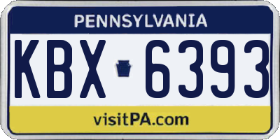 PA license plate KBX6393
