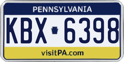 PA license plate KBX6398