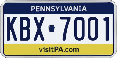 PA license plate KBX7001
