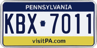 PA license plate KBX7011