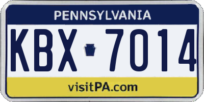 PA license plate KBX7014