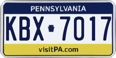 PA license plate KBX7017