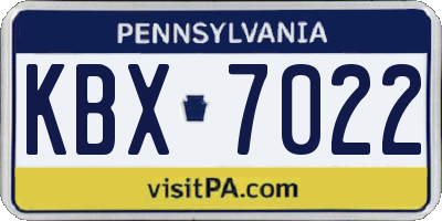PA license plate KBX7022