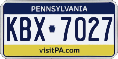PA license plate KBX7027