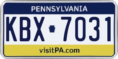 PA license plate KBX7031