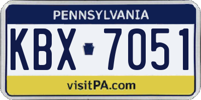 PA license plate KBX7051