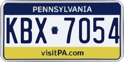 PA license plate KBX7054