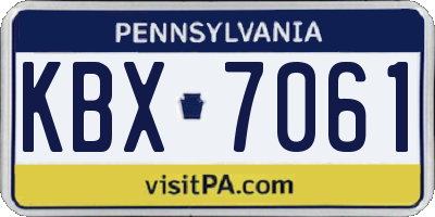 PA license plate KBX7061