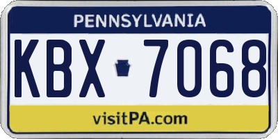 PA license plate KBX7068
