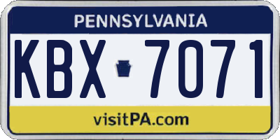 PA license plate KBX7071