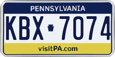 PA license plate KBX7074