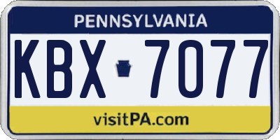 PA license plate KBX7077