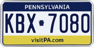 PA license plate KBX7080