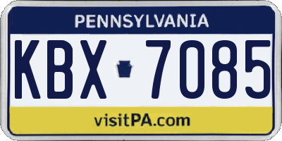 PA license plate KBX7085