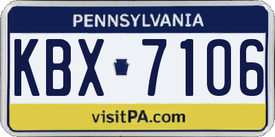 PA license plate KBX7106
