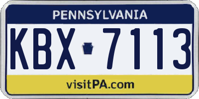 PA license plate KBX7113