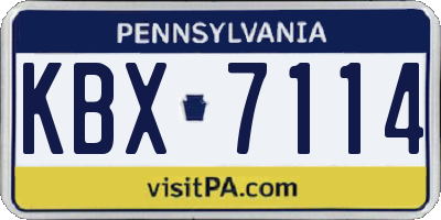 PA license plate KBX7114