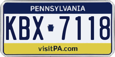 PA license plate KBX7118