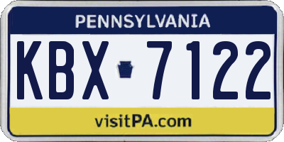 PA license plate KBX7122