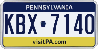 PA license plate KBX7140