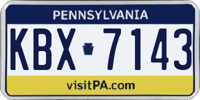 PA license plate KBX7143