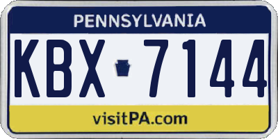 PA license plate KBX7144