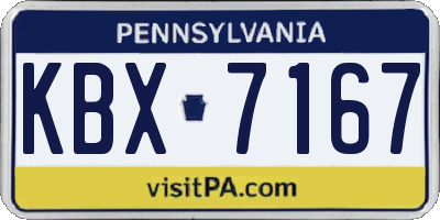 PA license plate KBX7167