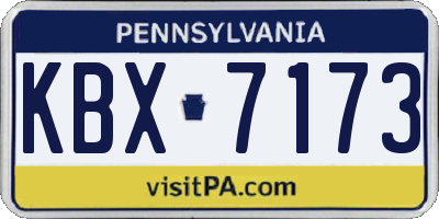 PA license plate KBX7173