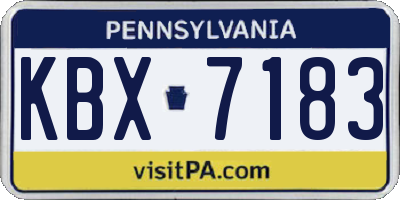 PA license plate KBX7183