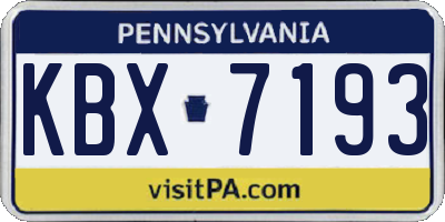 PA license plate KBX7193