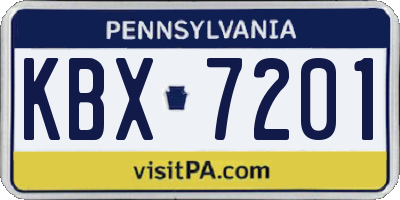 PA license plate KBX7201