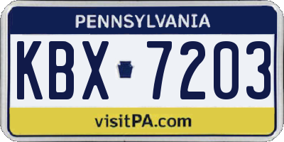 PA license plate KBX7203