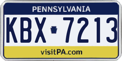 PA license plate KBX7213