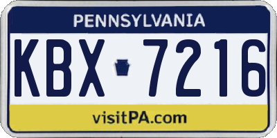 PA license plate KBX7216