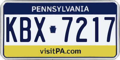 PA license plate KBX7217