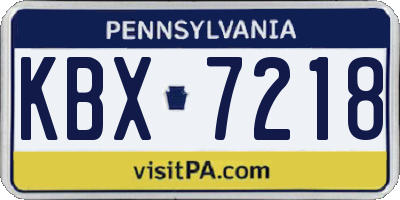 PA license plate KBX7218