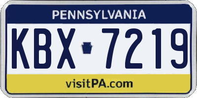 PA license plate KBX7219