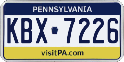 PA license plate KBX7226