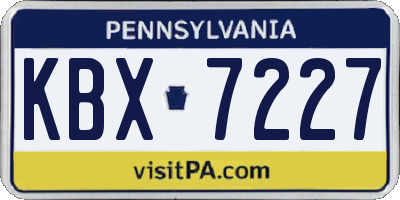 PA license plate KBX7227