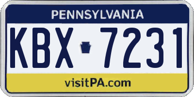 PA license plate KBX7231