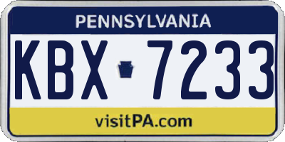 PA license plate KBX7233