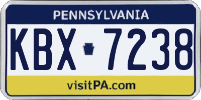 PA license plate KBX7238