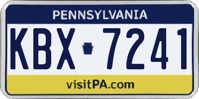 PA license plate KBX7241
