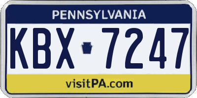 PA license plate KBX7247