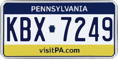 PA license plate KBX7249