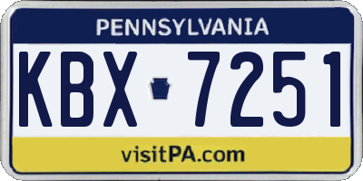 PA license plate KBX7251