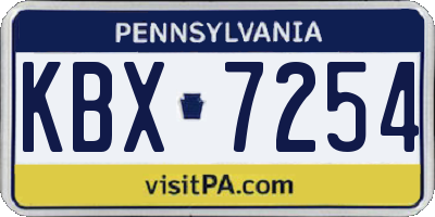 PA license plate KBX7254