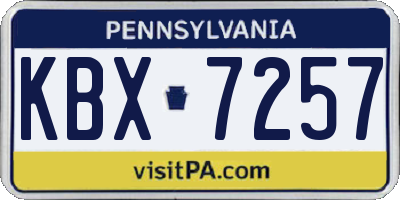 PA license plate KBX7257